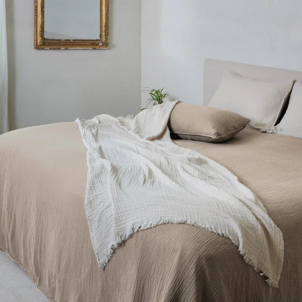 Housse de coussin 40x60 cm 100% coton collection PAROS beige chanvre