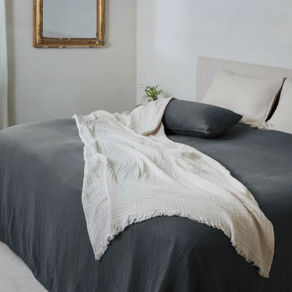 Housse de coussin 40x60 cm 100% coton collection PAROS noir caviar