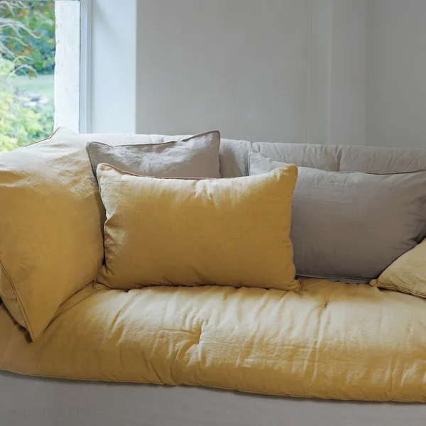 Housse de coussin 40x60 cm 50% lin et 50% coton collection OPERA DECO foin