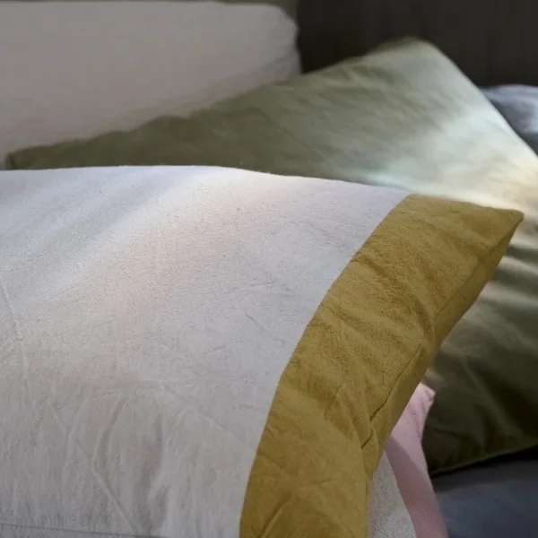 Housse de coussin en coton fil teint 45x45 cm cm JANIS jaune jasmin