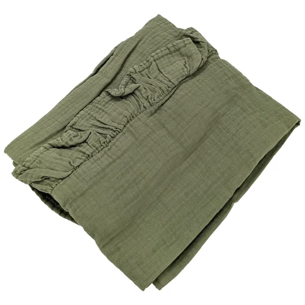Housse de coussin en mousseline de coton volant central 40x60 cm cm ELZA vert mousse