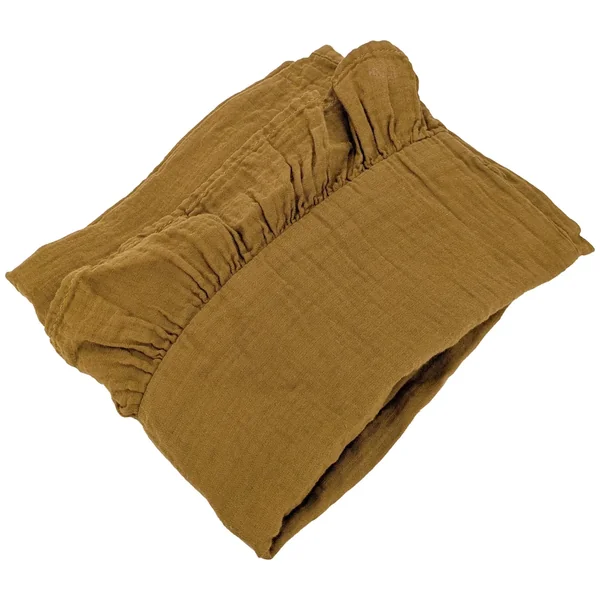 Housse de coussin en mousseline de coton volant central 45x45 cm cm ELZA marron foin