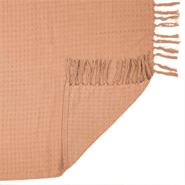 Jeté de canapé à franges gaufré 120x150 cm collection LAURY orange ocre