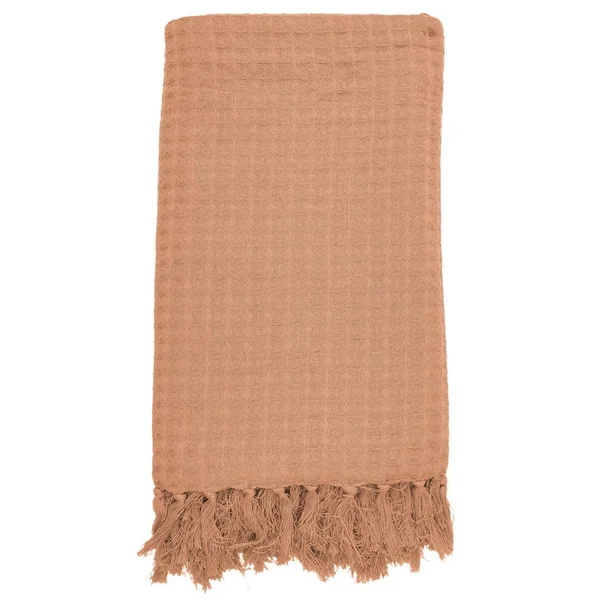 Jeté de canapé à franges gaufré 120x150 cm collection LAURY orange ocre