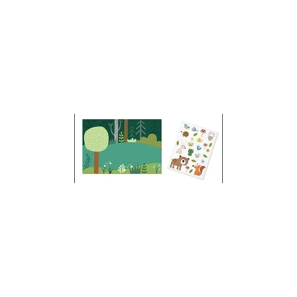 KIT DECOR LES ANIMAUX FORET AVEC GOMMETTES 22X32CM