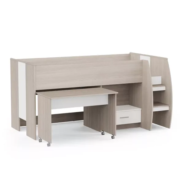Lit combiné bureau 1 tiroir 90x200 cm sommier inclus L120,9 cm - NANO