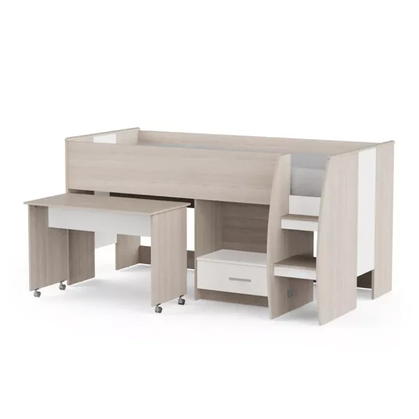 Lit combiné bureau 1 tiroir 90x200 cm sommier inclus L120,9 cm - NANO