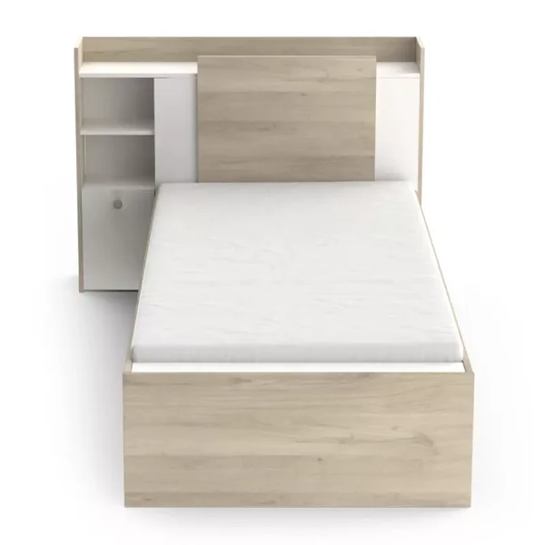 Lit en 90x190/200 cm 1 tiroir et 1 niche - L124,5 cm