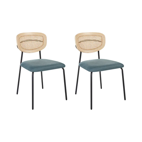 Lot de 2 chaises de salle à manger MAYETTA Métal Bleu paon