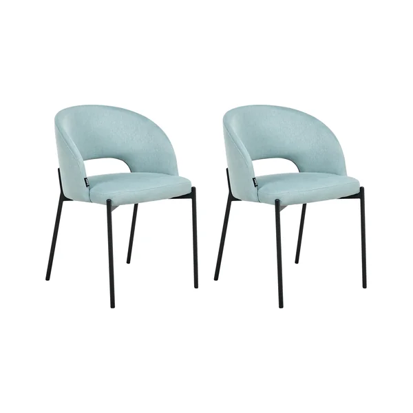 Lot de 2 chaises de salle à manger PENNY Tissu Bleu clair
