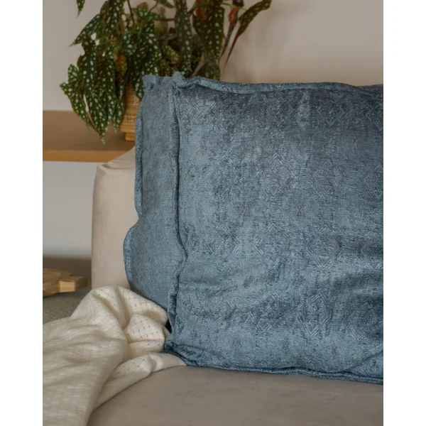 Lot de 2 coussins décoratifs VERPIS Coton 50 x 50 cm Bleu Unicolore