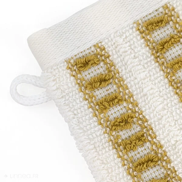 Lot de 2 gants de toilette 100% coton 16x21cm SANTORINI rayures jaune