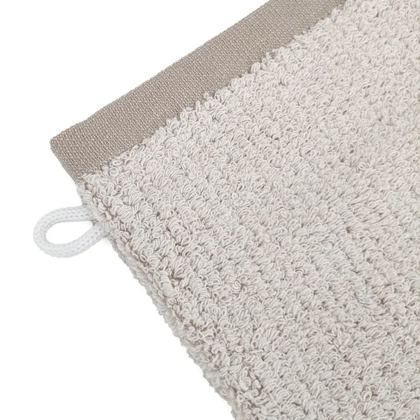 Lot de 2 gants de toilette 16x21 cm FOLIUM à rayures beige