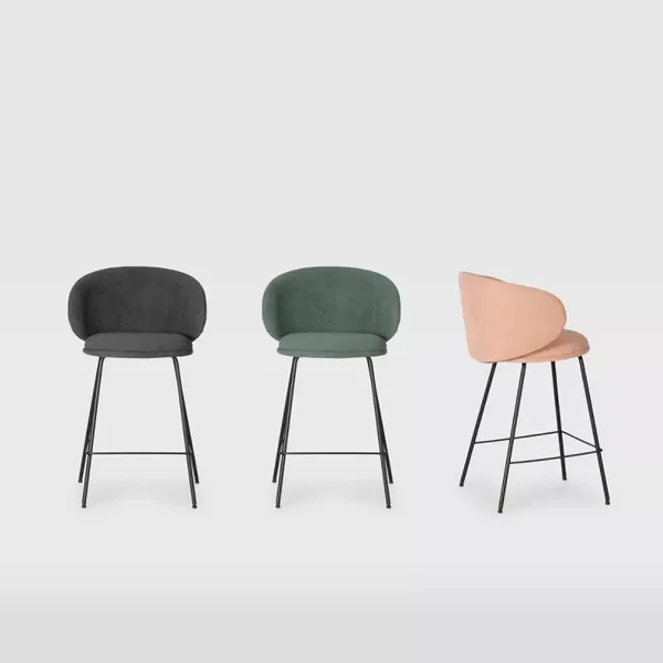 Lot de 2 tabourets en tissu avec pieds en métal noir H65 cm - RUSH