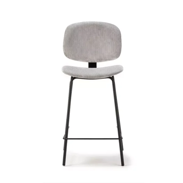 Lot de 2 tabourets en velours côtelé avec pieds en métal noir H65 cm - ARUS