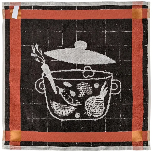 Lot de 2 torchons de cuisine 50x50 cm 100% coton SALAD motif thème salade marron