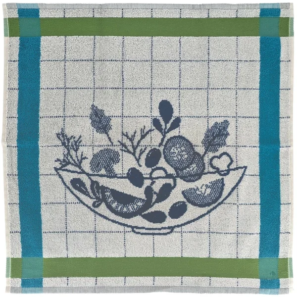 Lot de 2 torchons de cuisine 50x50 cm 100% coton SALAD motif thème salade vert