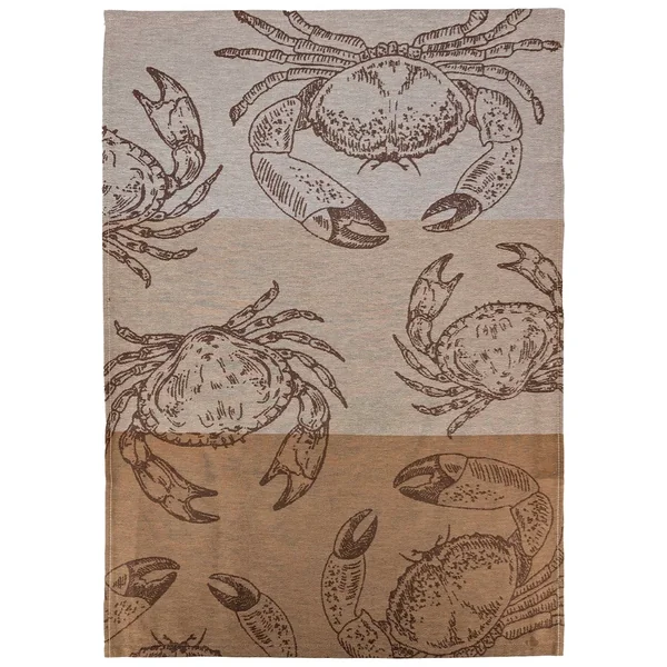 Lot de 2 torchons de cuisine 50x70 cm 100% coton ATLANTIC motif crabe beige