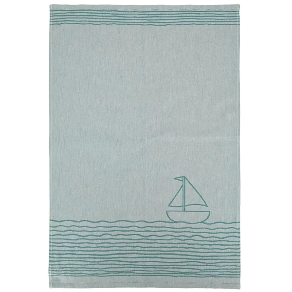 Lot de 2 torchons de cuisine toile 50x70 cm collection NAUTILUS vert