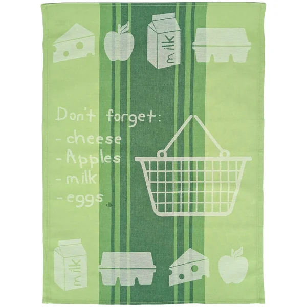 Lot de 2 torchons de cuisine toile collection BASKET 50x70 cm vert