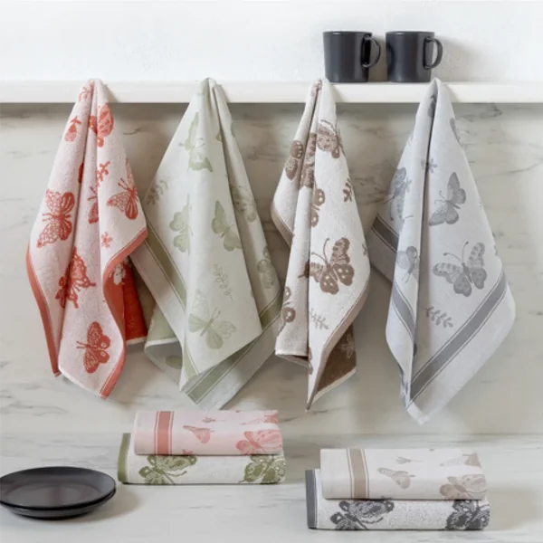 Lot de 2 torchons de cuisine toile collection WINGS 50x70 cm marron
