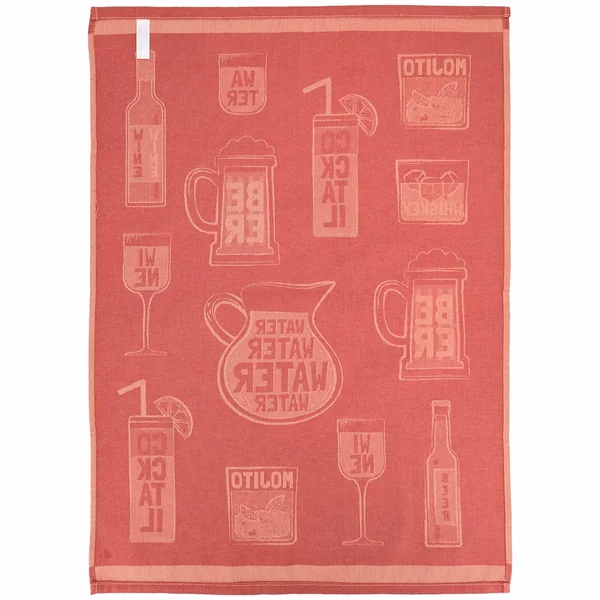 Lot de 2 torchons de cuisine toile DRINK 50x70 cm orange Terracotta