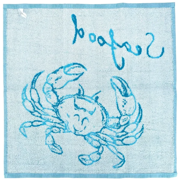 Lot de 2 torchons de cuisine éponge 50x50 cm collection SEAFOOD bleu