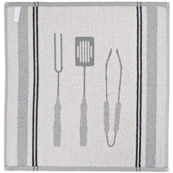 Lot de 2 torchons de cuisine éponge collection BARB 50x50 cm gris