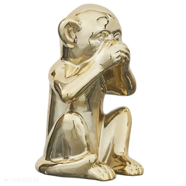 Lot de 3 statues singes collection MONKEY noir doré et argent