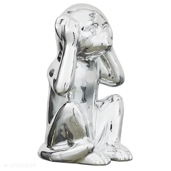 Lot de 3 statues singes collection MONKEY noir doré et argent
