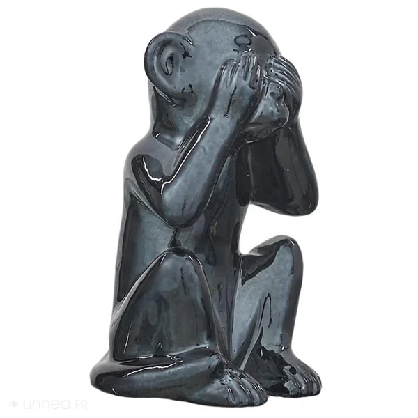 Lot de 3 statues singes collection MONKEY noir doré et argent