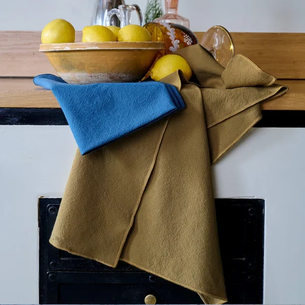 Lot de 3 torchons de cuisine coton 50x70 cm HONO marron foin