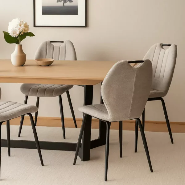 Lot de 4 chaises en tissu avec pieds en métal L48 cm - NOVA