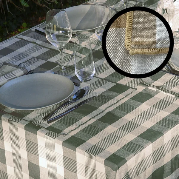 Lot de 4 sets de table 37x50 cm collection NESS 100% coton fil teint à carreaux jaune houblon