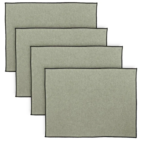 Lot de 4 sets de table coton 37x50 cm HONO vert opale