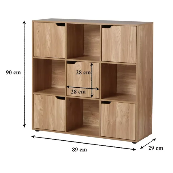 Meuble 9 cases avec 5 portes décor bois L89cm - MODU