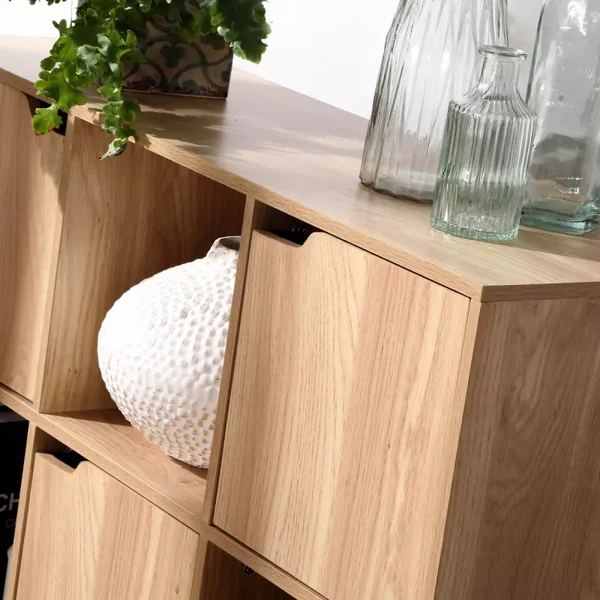 Meuble 9 cases avec 5 portes décor bois L89cm - MODU