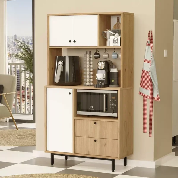 Meuble de rangement de cuisine 3 portes et 2 tiroirs H161,2 cm - ODE
