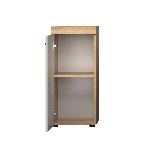 Meuble de salle de bain 1 porte décor chêne et cashmere L36 cm - MINA