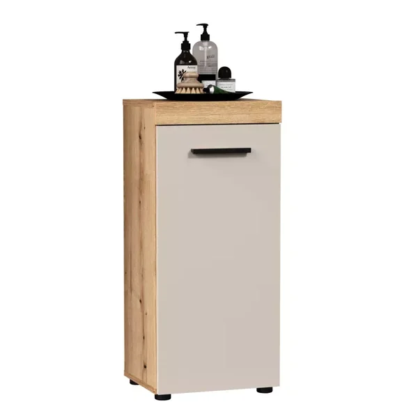 Meuble de salle de bain 1 porte décor chêne et cashmere L36 cm - MINA