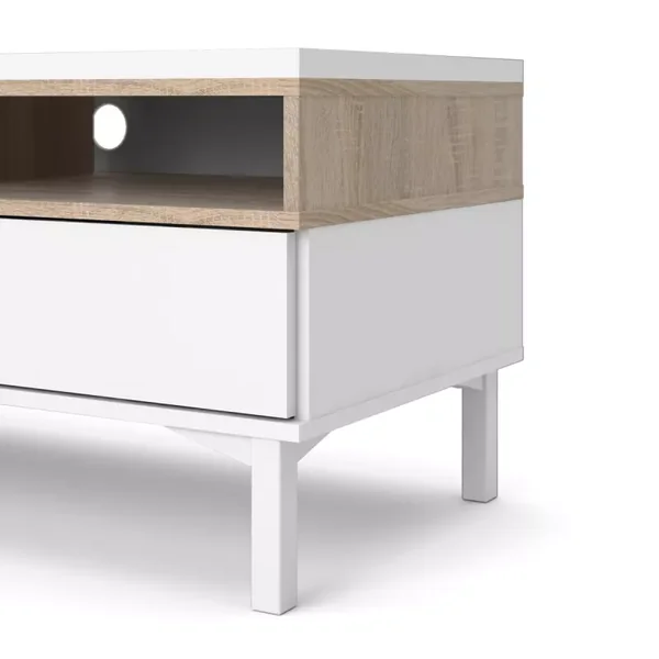 Meuble TV 1 porte, 3 tiroirs et 2 niches L156 cm - APRIL