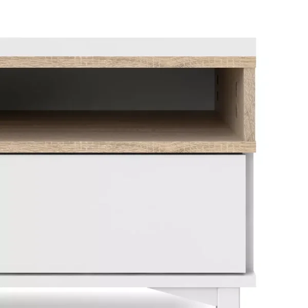 Meuble TV 1 porte, 3 tiroirs et 2 niches L156 cm - APRIL