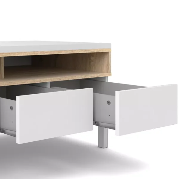 Meuble TV 1 porte, 3 tiroirs et 2 niches L156 cm - APRIL