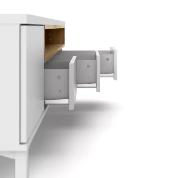 Meuble TV 1 porte, 3 tiroirs et 2 niches L156 cm - APRIL
