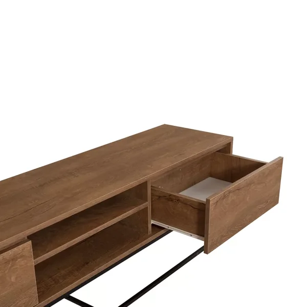 Meuble TV 2 niches 2 tiroirs décor noyer L180 cm - Rodez