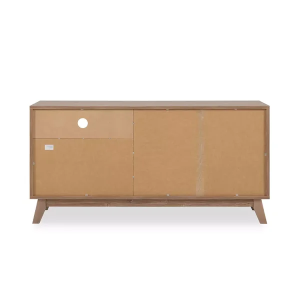 Meuble TV 2 portes, 2 tiroirs et 1 niche décor bois L140 cm - BUDAPEST