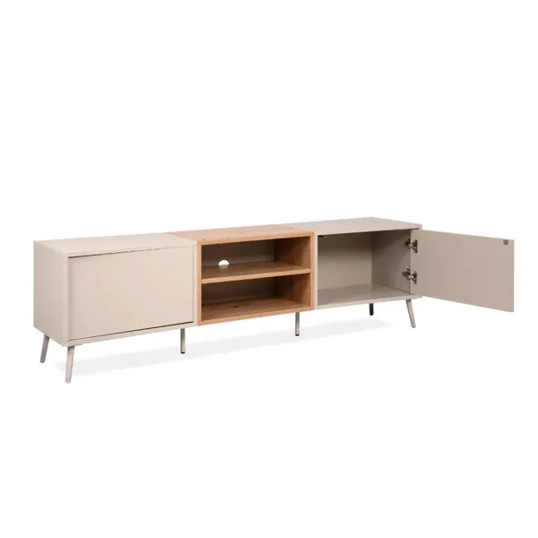 Meuble TV 2 portes décor sable et chêne L175 cm MYR