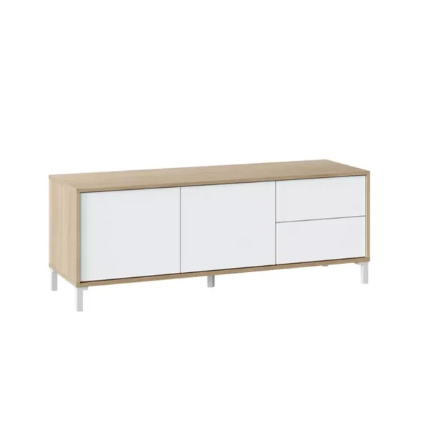 Meuble TV 2 portes et 2 tiroirs Brooklyn - L130 cm