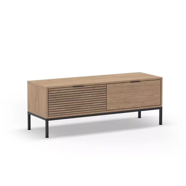 Meuble TV 2 tiroirs et pieds en métal Ariel - L120 cm