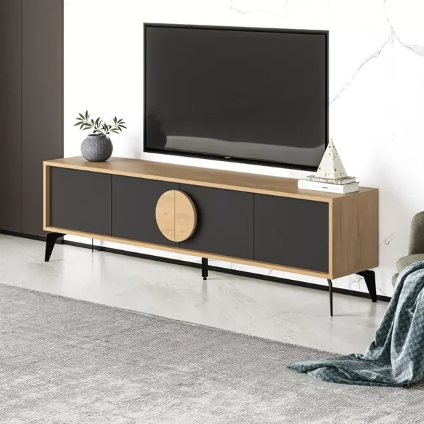 Meuble TV 4 portes avec pieds en métal L180 cm - VAE